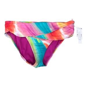 Bleu Rod Beattie NWT Multi Brushstroke Front Band Colorful Bikini Bottom Size 14